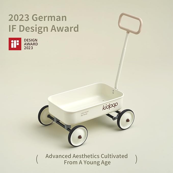 PULA-Wild 2-in-1 Kids' Pull-Along Wagon Toddlers Push Walker for 2.5-8 Adjustable Handlebar, Birthday Gifts Max Weight 33 lbs (White)