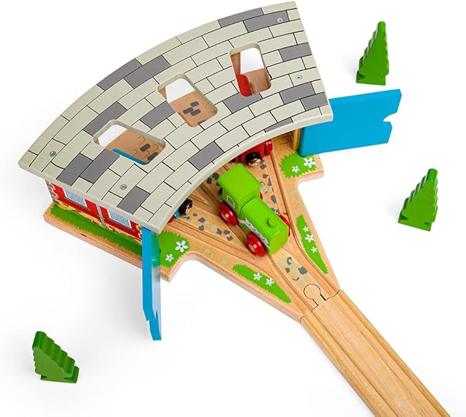 Bigjigs Rail Triple Engine Wooden Shed, Wooden Toys, Small Shed for Toy Trains, Wooden Train Set, Wooden Train Track Accessories, Bigjigs Train Accessories