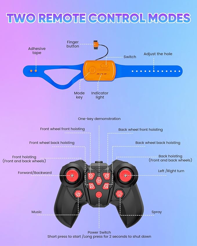 Minetom Gesture Sensing Stunt RC Cars, 8WD Remote Control Climbing Car Toys for Age 6-8, Transform Drift Off Road Vehicle Toy for Kids 9 10 11 12 Years Old Christmas Birthday Gifts for Boys & Girls