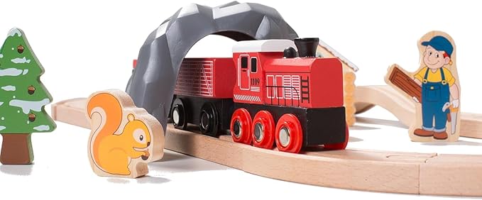 36 PCS Christmas Wooden Train Set Toy for Toddler Kids, Expandable Changeable Wooden Train Track for Boys & Girls 3-7, Christmas Birthday Gift, fits for Brio,Thomas, Melissa and Doug