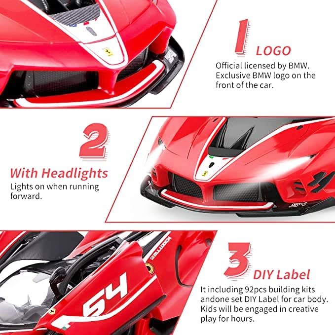 Officially Licensed Remote Control Cars Ferrari 1:14 Sport Racing Hobby Toy Car RC Car Model Vehicle Gift for Toddlers Boys and Girls (79200-RED, 1:14)