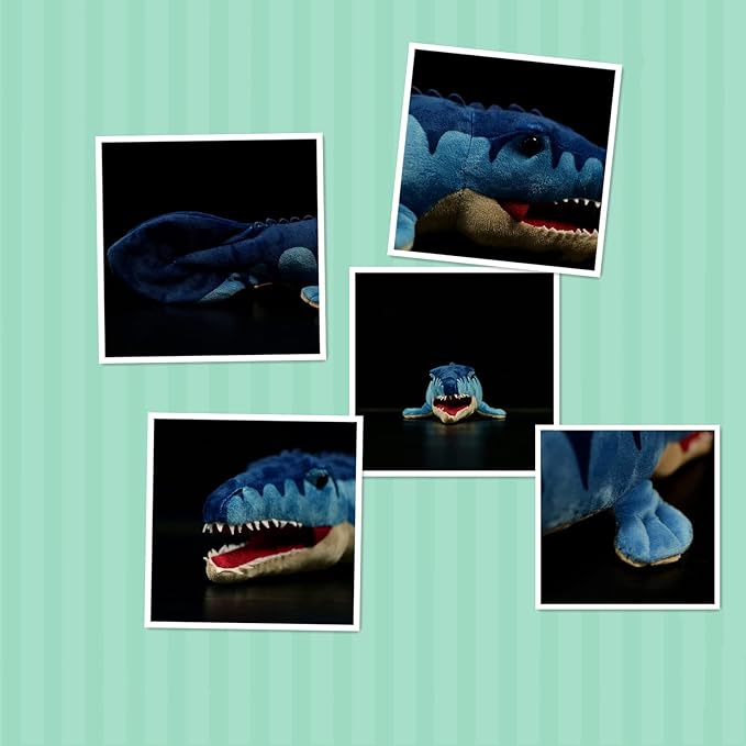 Tiny Heart Simulation Mosasaur Plush Toy, 17 Inch Mosasaur Dragon Stuffed Animals Realistic Doll Home Decor Collectibles Soft for Kids Boys