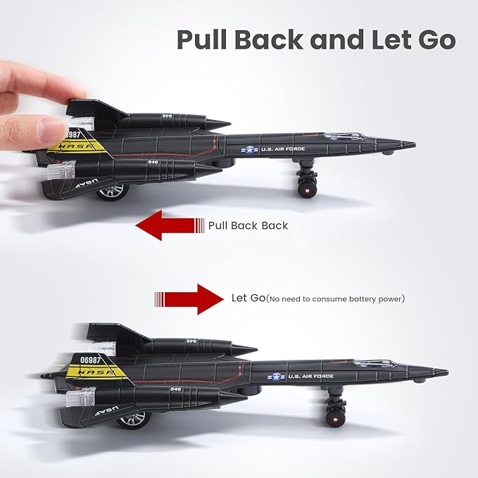 Double Metal Fighter Army Toy Airplane Model with Sound & Light, Pull Back Alloy Plane Military Toy Diecast Jet Toy, Birthday Gift for Toddler Boys and Girls