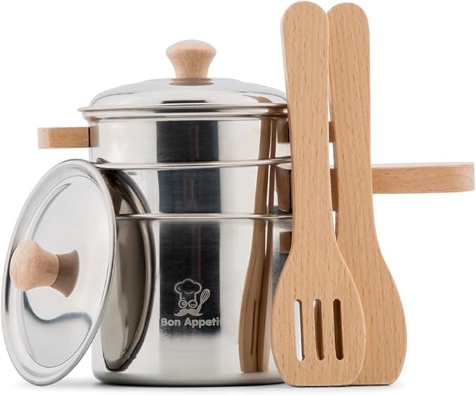 New Classic Toys Metal Pan Set - Pretend Play Toy for Kids Cooking Simulation Educational Toys and Color Perception Toy for Preschool Age Toddlers Boys Girls