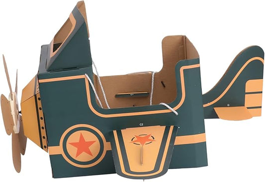 SAFIGLE Wearable Airplane Toy for Kids - DIY Paper Aircraft with Rotating Fan, Blue, 30.51x36.41x18.11 Inches, Fun Outdoor Play and Learning Experience Flying Airplanes for Kids