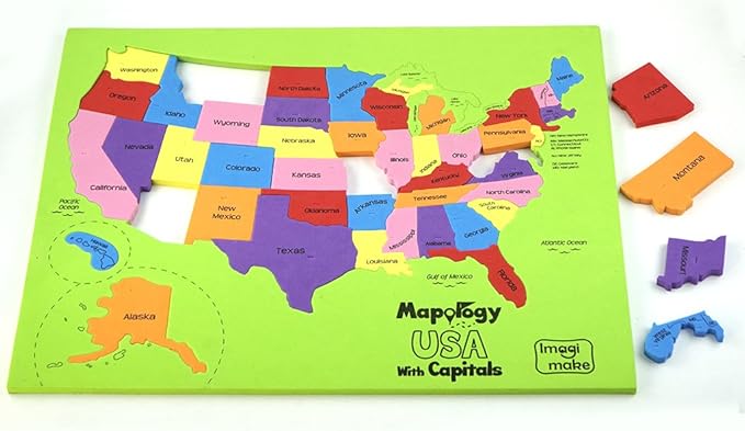 Imagimake Mapology USA Map with Capitals | Learning States and Capitals | US Geography Toys for Ages 5-7 | Jigsaw Puzzles for Kids Ages 8-10 Years | Educational Toys for Ages 8-13