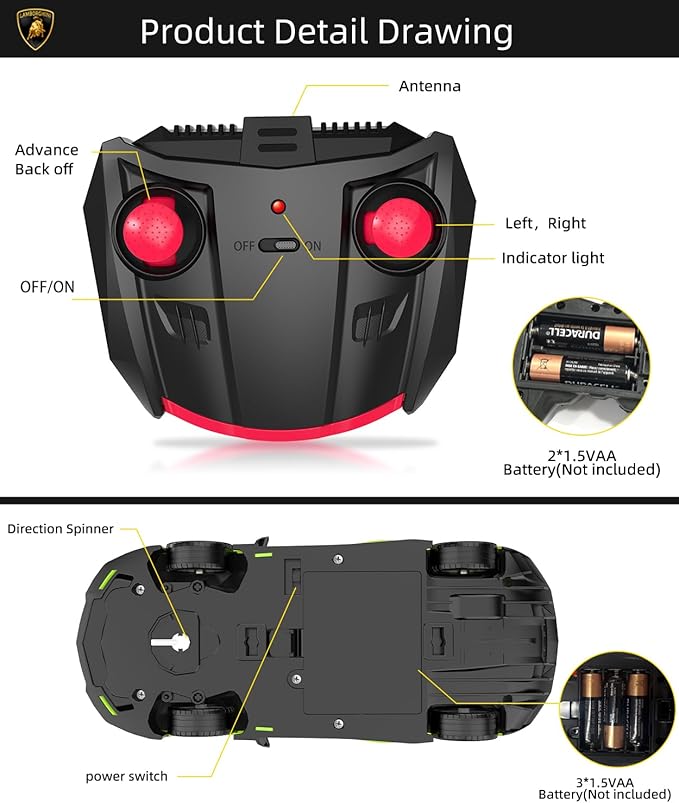 Lamborghini Remote Control Car, 1:24 Scale Electric Sport Racing Hobby Toy Car Lamborghini Model Vehicle for Boys Girls Birthday Gifts, Yellow