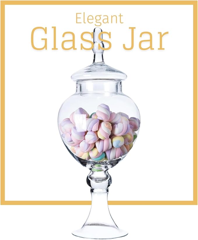 Diamond Star Clear Glass Apothecary Jars, Large Candy Buffet Display, Elegant Storage Jar, Decorative Wedding Candy Organizer Canisters (Height: 16.5" Body: 6.5")