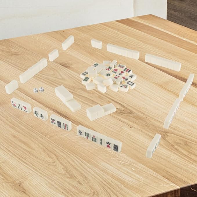 Hey! Play! Chinese Mahjong Game Set with 146 Tiles, Dice, and Ornate Storage Case for Adults, Kids, Boys and Girls