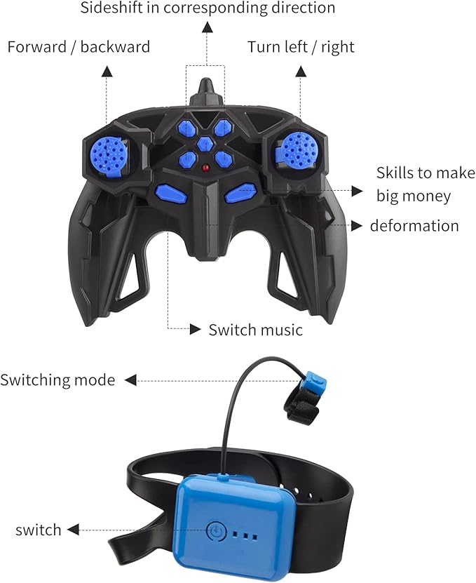 1:12 Red RC Stunt Car, 2.4GHz 4WD Remote Control Gesture Sensor Toy Cars, Double Sided Rotating Off Road Vehicle 360° Flips with Lights Music, Toy Cars for Boys & Girls Birthday