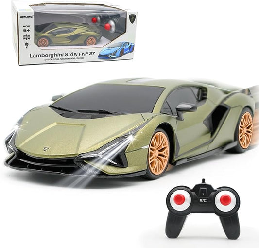 QUN XING Remote Control Car 1:24 Officially Licensed 2.4GHZ Rc Cars Lambo Sport Racing Toy Car for Kids Boys 4-7 Years Birthday Gift, Green