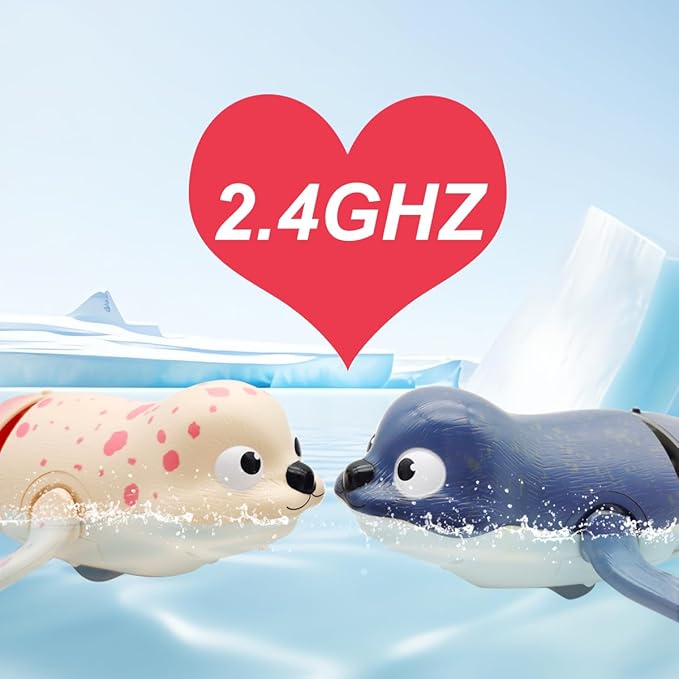 Pool Toys Amphibious Remote Control Seal on Land Water 2.4Ghz Rechargeable Battery Remote Control Shark for Robot Toys Pool for Kids 8-12 Years Old Boys Girls 8,9,10,Upgrade Version Blue