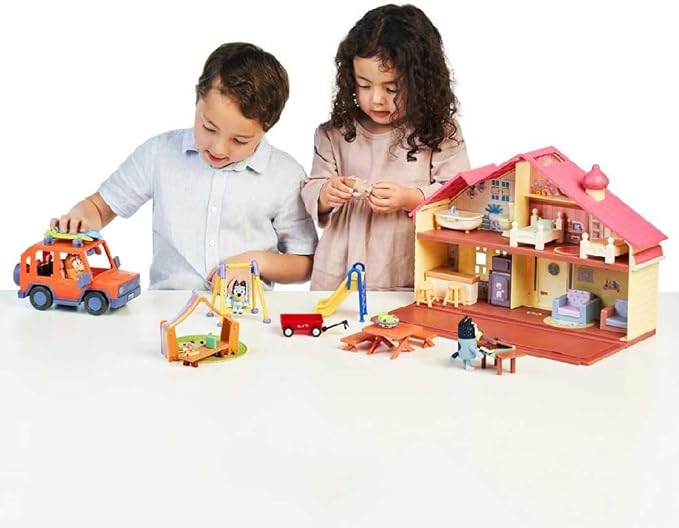 Bluey Family Figure 4-Pack – Includes Bluey, Bingo, Mum (Chilli) & Dad (Bandit), Poseable Collectible Toys for Kids, Durable Cake Toppers, for Toddlers & Fans, Ages 3+