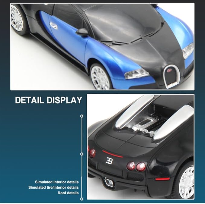 Vinie Remote Control Car for Boys, RC Cars Bugatti Veyron, 1:24 Scale Officially Licensed Kids Toys, Drift Car with Cool Led Lights, 4 5 6 7 8 9 10 11 12 Year Old Boy Birthday Gift (Blue)