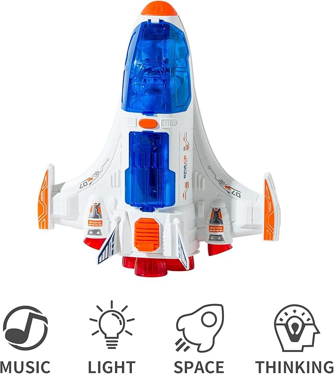 Spaceship Shuttle Toy with Astronaut Figure - Toy Rocket Ship with Lights Spray and Sound - Space Shuttle Toys Sets for Boys Planet Toys - Astronaut Exploration Birthday Plane Gift