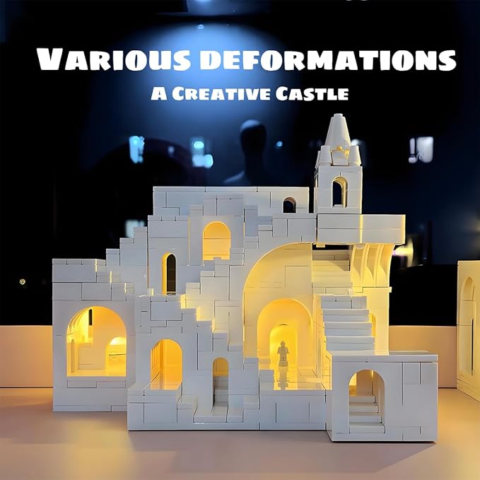 White Transforming Castle Building Block，Architecture Building Blocks（700PCS Gifts for Adults and Kids