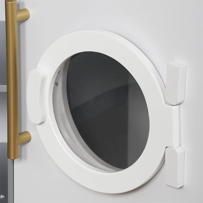 Large Wooden Corner Play Kitchen Sets with Ice Maker,Water Dispenser,Bread Maker,Washing Machine,Electronic Display,Toy Sink with Running Water,Stove with Light&Sounds, Birthday Gift for 3+