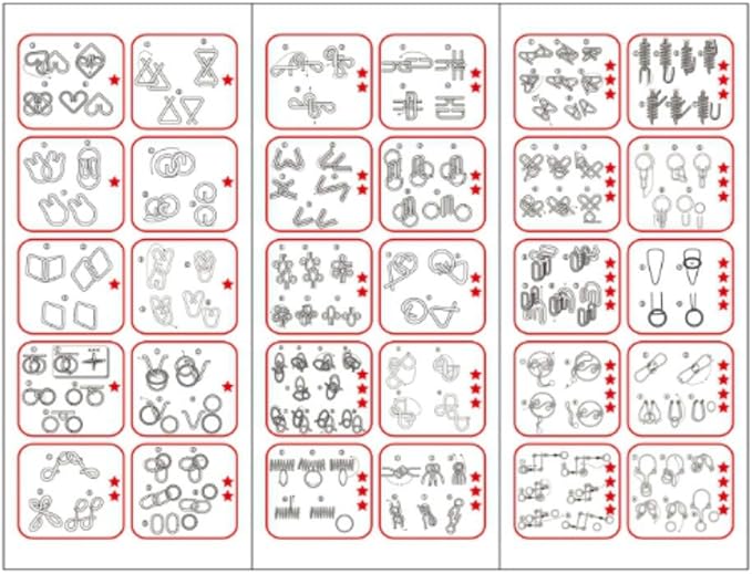 32 Brain Teasers Metal Wire IQ Puzzles,for Adult Children and Student Expanding Mind, Disentanglement Puzzle Unlock Interlock Toys Stocking Stuffers