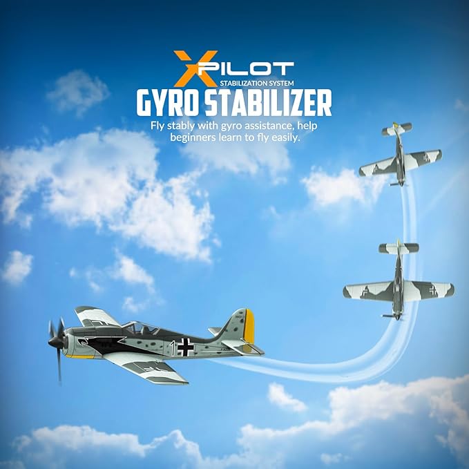 VOLANTEXRC RC Plane FW190 Fighter 4CH Remote Control Airplane RTF with Aileron, Gyro, Aerobatics & 3 Modes to Fly, Hobby Radio Controlled Warbird Aircraft for Adults, Beginners, Boys (761-17)