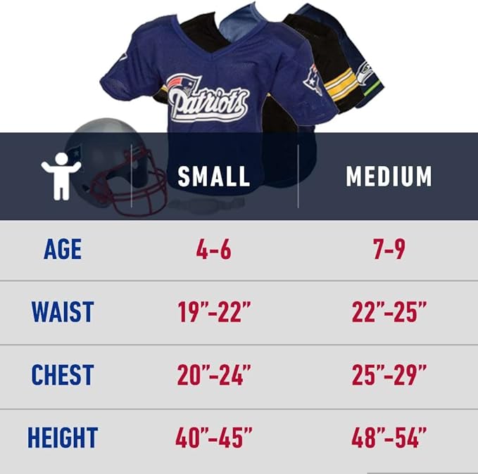 Franklin Sports NFL Youth Football Uniform Set for Boys & Girls - Includes Helmet, Jersey & Pants with Chinstrap + Numbers