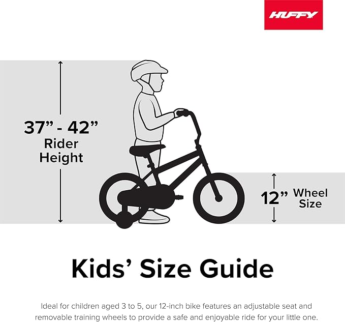 Huffy Disney and Marvel 12/16 Inch Boy's Bike for Kids, Multiple Color Options and Designs Available, Ideal for Ages 3+ Years Old, Removable Training Wheels, Adjustable Seat, Simple Coaster Brake
