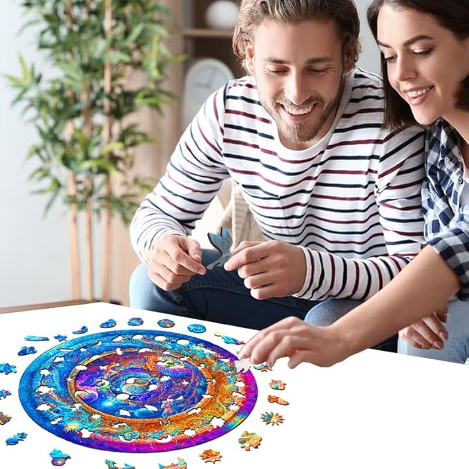500 Piece Puzzles for Adults Mandala Unique Shape Premium Jigsaw Wooden Brain Teaser Puzzles, Beautiful Package, Best Gift for Adults Family Games