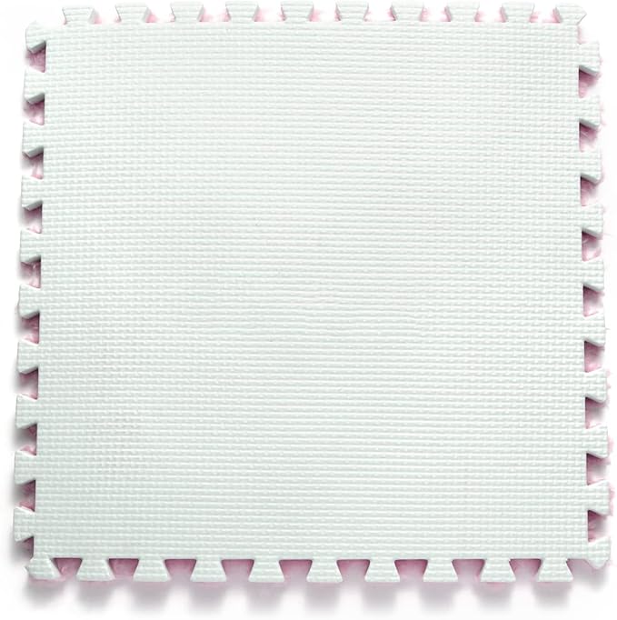 Interlocking Carpet Shaggy Soft EVA Foam Mats Fluffy Area Rugs Protective Floor Tiles Exercise Play Mat for Children Kids Room Home Parlor Bedroom (12 pcs, Light Pink)