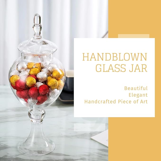 Diamond Star Clear Glass Apothecary Jars, Large Candy Buffet Display, Elegant Storage Jar, Decorative Wedding Candy Organizer Canisters (Height: 16.5" Body: 6.5")