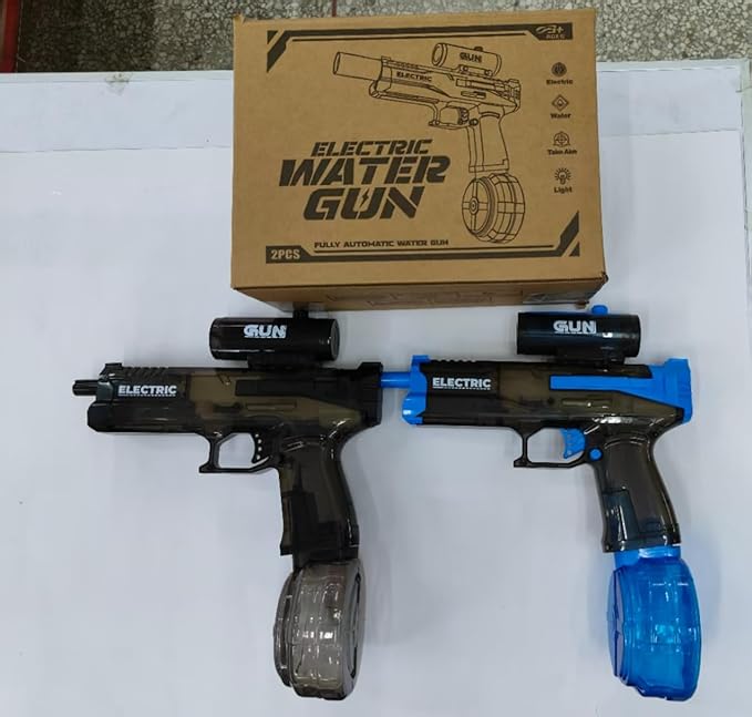 2 Pack Electric Water Guns,Water Soaker Blaster with Muzzle Light,Squirt Gun Range 23-32 FT,Outdoor Party Summer Water Shooting Game Toy with 4 Batteries,Ideal Watergun Gift for Kids & Youths.