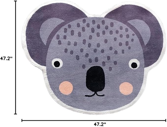 Poowe Koala Kids Play Mat Baby Nursery Rug Round Educational Alphabet Soft Area Rug Non Slip for Children Toddlers Bedroom (Round 47.2 in)