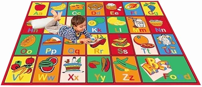 Kids Rug ABC Fruit Area Rug7' feet 2" inch 10' ft (7'2" X 10')(239cmx343cm) Non Slip Gel Backing