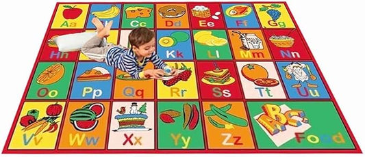 Kids Rug ABC Fruit Area Rug7' feet 2" inch 10' ft (7'2" X 10')(239cmx343cm) Non Slip Gel Backing