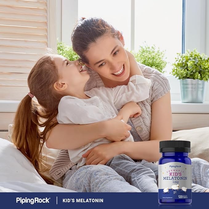 Piping Rock Kids Melatonin 1mg | 120 Chewable Tablets | Childrens Supplement | Non-GMO, Gluten Free