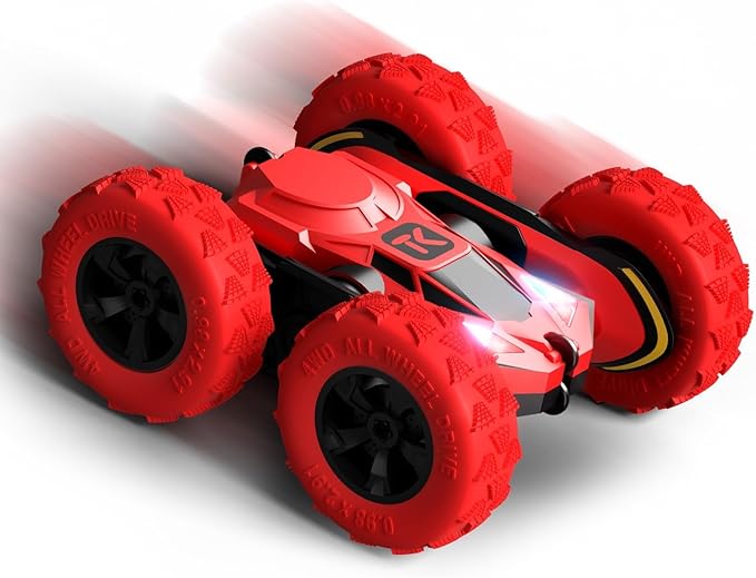 Threeking RC Stunt Car Remote Control Cars with Lights Double-Sided Driving Indoor Outdoor Toys Gifts Presents for 6 7 8 9 10 11 12 Year Old Kids Boys Girls