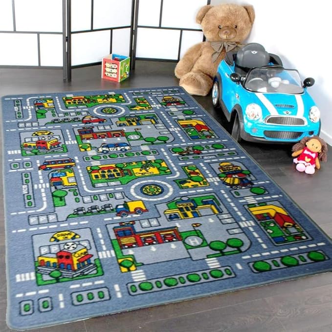 Kids Rug City MAP Area Rug 8 x 11 Non Slip Gel Backing Size approximate: 7' feet 2" inch by 10' ft (7'2" X 10')