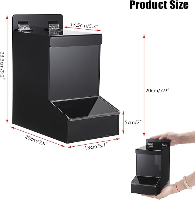 Sumnacon Acrylic Dispenser-Countertop Storge Container for Candy Shoe Covers Golves Hairnets Earplugs,Black Laundry Pod Dispenser with Lids,Wall Storage Dispenser for Laundry Room Pantry Office Store