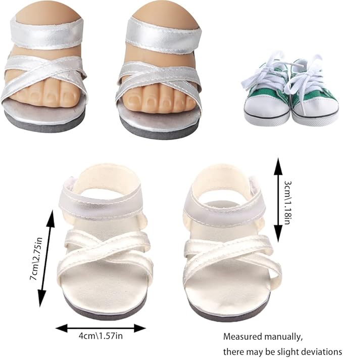 10 Pairs of 18 Inch Doll Shoes - 2.75in Boots, Dance Shoes, Sandals, Casual and Canvas Shoes Fit for 18" American Girl Doll Accessories