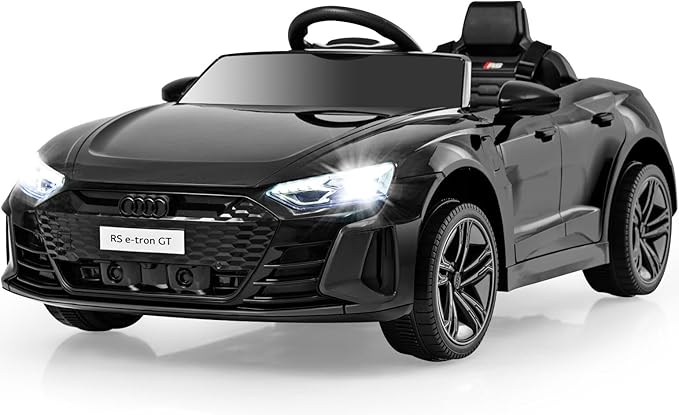 INFANS 12V Kids Ride On Car, Licensed Audi RS e-tron GT Electric Vehicle with Remote Control, Toddlers Battery Powered Toy with 4 Wheels Suspension, LED Headlight, Music, MP3, USB, TF Port (Black)