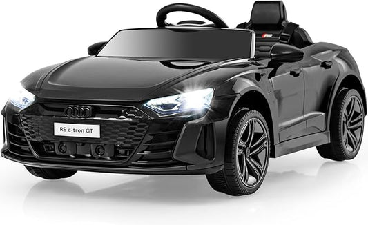 INFANS 12V Kids Ride On Car, Licensed Audi RS e-tron GT Electric Vehicle with Remote Control, Toddlers Battery Powered Toy with 4 Wheels Suspension, LED Headlight, Music, MP3, USB, TF Port (Black)