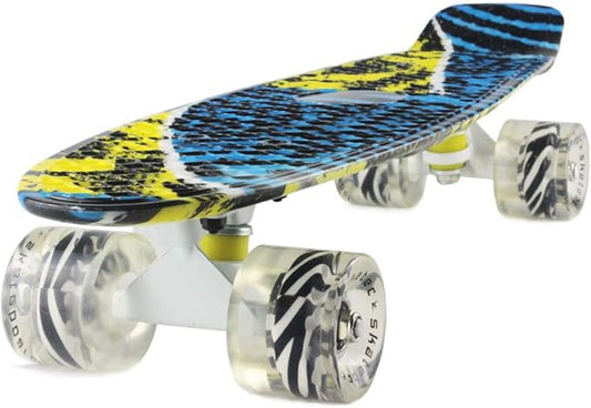 Skateboards Complete 22 Inch Mini Cruiser Retro Skateboard for Kids Boys Youths Beginners