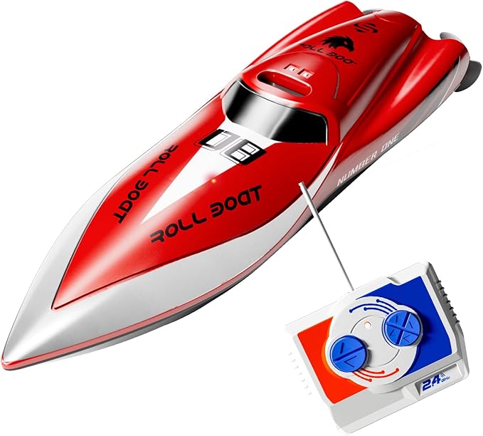 Remote Control Boat, 2.4Ghz Toy RC Boat with 360 Rotating for Lakes Swimming Pool Bath Toys, Mini Remote Control Stunt Boats Summer Outdoor Toys for Kids Boys Girls 8-12 Years Birthday Gift