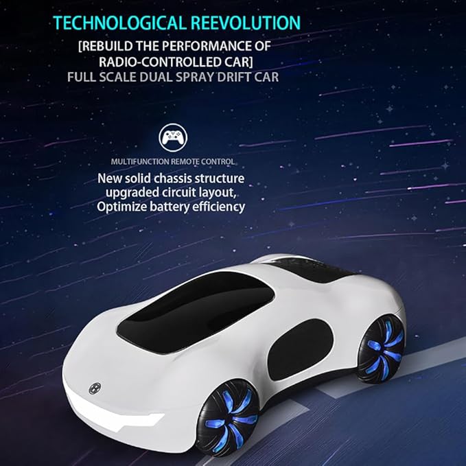 Remote Control Car, Gesture Sensing RC Sunt Car, 2.4GHz RC Drift Car for Kids with Spray Light and Sound, 360?Rotating Side Drifting RC Cars Birthday Gifts for Boys Girls, 2 Batteries (White)