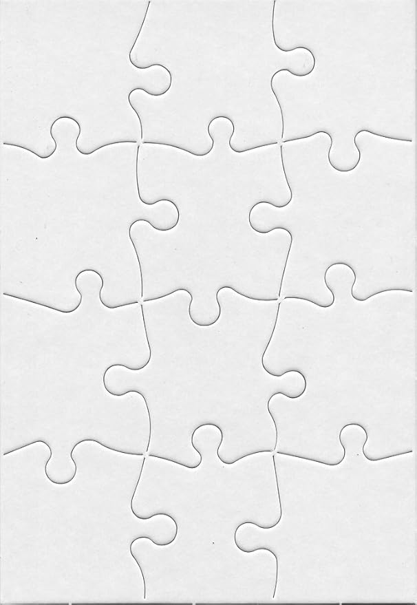12 Blank Jigsaw Puzzles – 5.5 x 8 Inch, 12 Pieces Each – Hygloss DYI party invites, Perfect for Decorating, Kids' Activities, Arts & Crafts or Party Favors - Puzzle Pieces to Draw On for Crafts