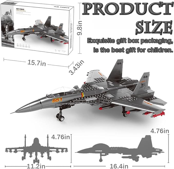 Carrier-Based Aircraft Military Fighter Air Force Building Block Set,WW2 Military Airplanes Model,Aircraft Plane Brick Building Set Toy Gifts for Kids and Adults,285PCS