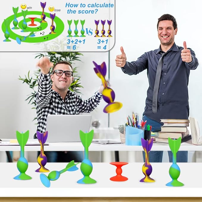 4.7 "Large Size 10 Pack Silicone Suction Colorful Darts with 1 Bullseye Sucker Sports Throwing Game Toy Set, Outdoor Indoor Game Sports