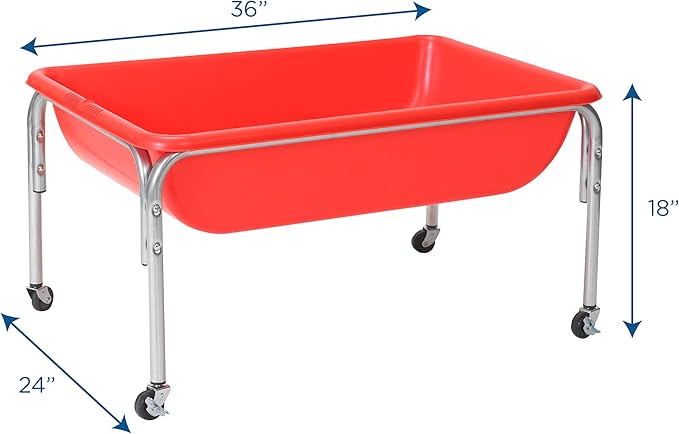 Children's Factory, 1133-18, Large Sensory Table, 18”H, Red, Kids Preschool or Playroom Sand and Water Table, Indoor and Outdoor Playground Equipment