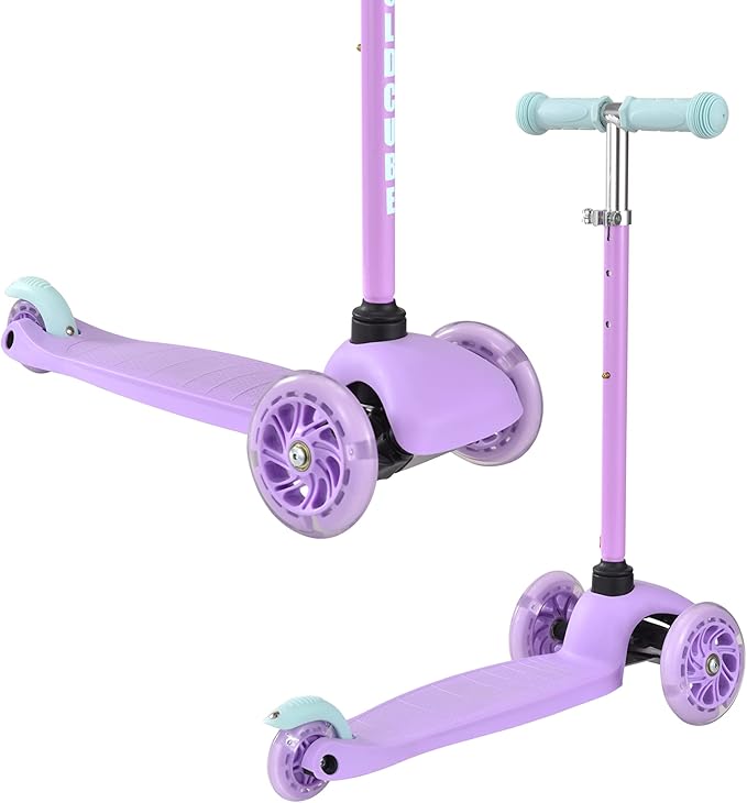 Teeny | 3 Wheel Scooter for Kids & Toddlers Ages 2-6 Years | Flashing Wheels | Height Adjustable 53 to 70 cm | My First Scooter
