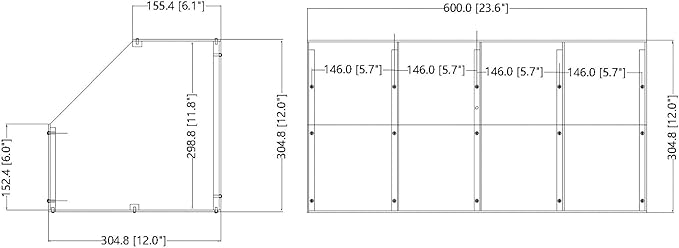 FixtureDisplays® 24 X 12 X 12" Acrylic Bin Plaxiglass Organizer 4 Compartments Display Bin for Candy, Cereal, Chocolate Coffee Bean Assembly Video Provided 100826-NEW-NPF