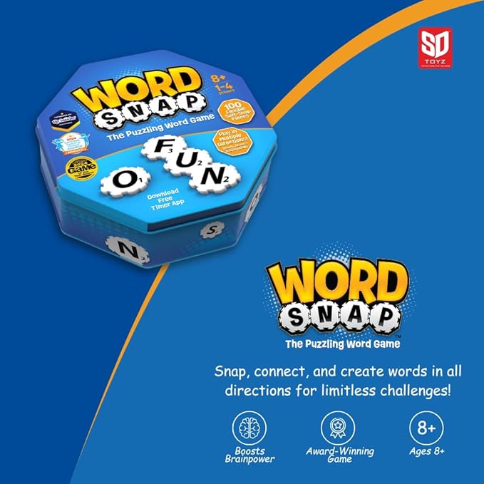 Game, Word Puzzle for Adults, Family, and Kids, Fun Game for Ages 8+, Travel Size, 1-4 Players