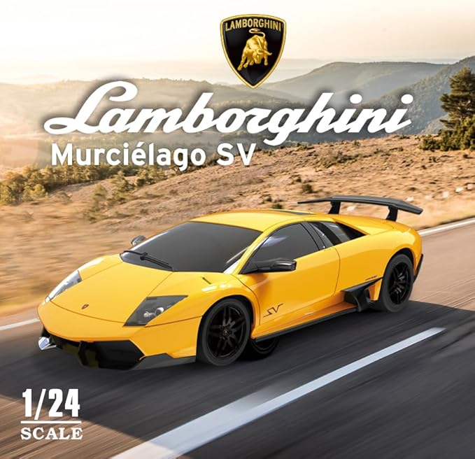Vinie Remote Control Car for Boys, RC Cars Lamborghini Murciélago, 1:24 Scale Officially Licensed Kids Toys, Lambo LP670 Drift Car with Cool Led Lights, 4 5 6 7 8 9 10 11 12 Year Old Boy Gift (Yellow)